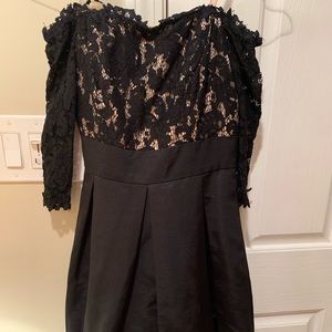 Off shoulder black lace dress